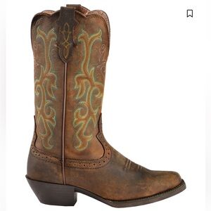 Justin Women's Stampede L2552 square-toe western boots - Brown - Teal - Gold - 8